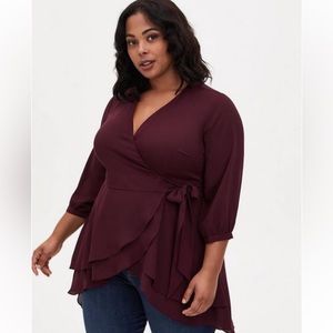 Torrid Georgette Wrap Tunic Blouse